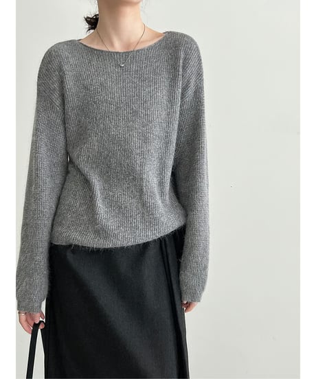 fluffy v-neck knit / 4color　hm2726