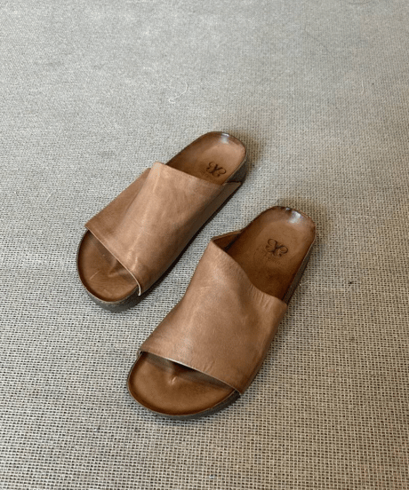 leather slide sandals / 2color　hm2374