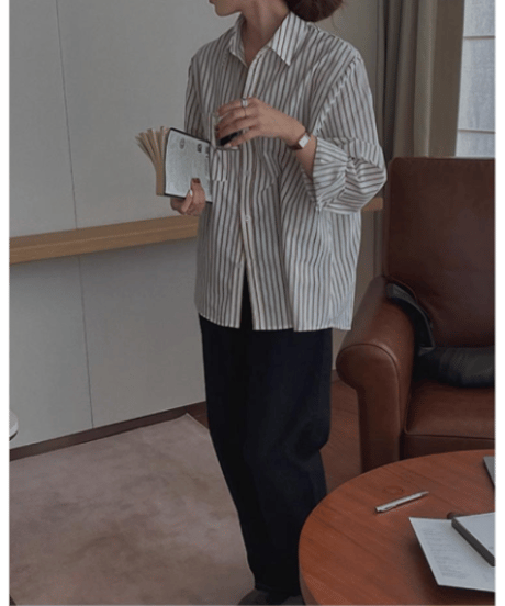 relaxed stripe shirt  　hm2601