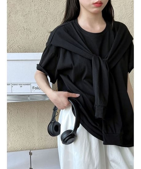 tie detail t-shirt / 3color　hm2273