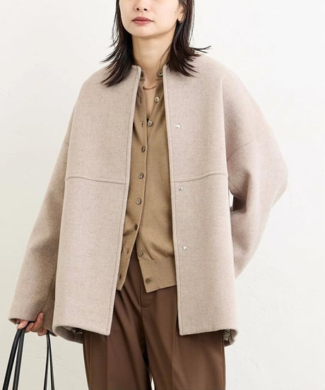 collarless short jacket / 4color　hm2624