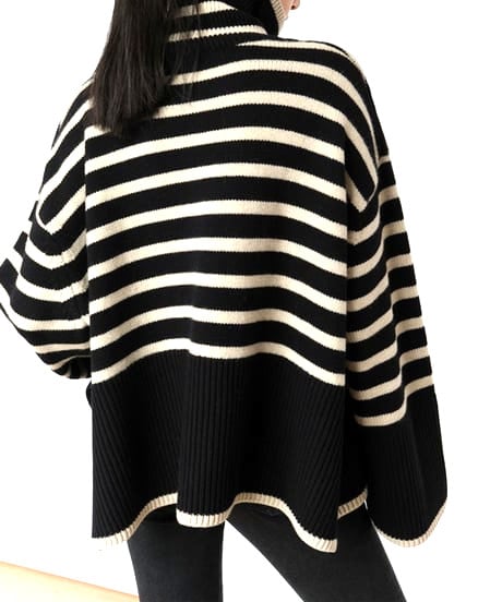 striped turtleneck knit / 2color　hm1658