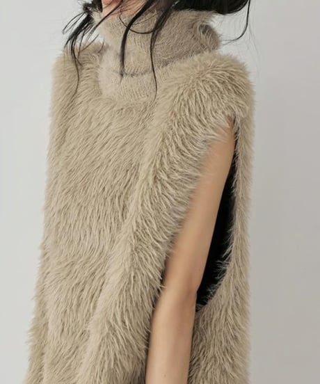 high neck eco fur vest / 2color　hm1822