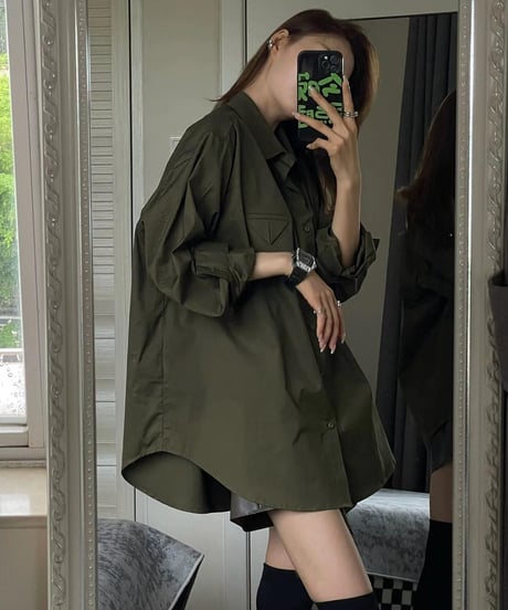 army green casual shirt　hm2498