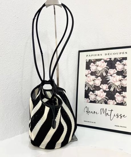 mesh stripe tote / 2size　hm2282