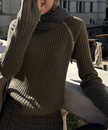 stitch slim rib knit / 2color　hm1088