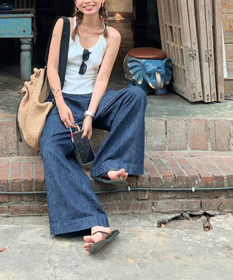 design neck tank top / 2color　hm1458