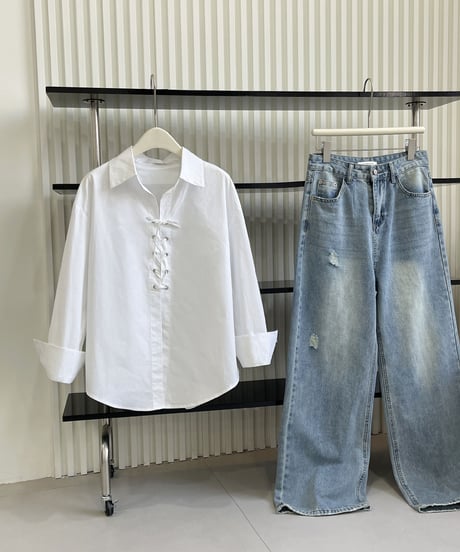 lace-up front shirt　hm2064