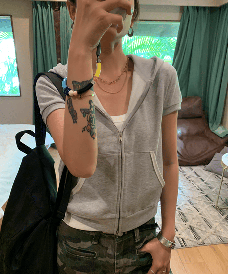 short sleeve hoodie / 2color　hm1455