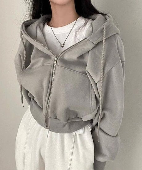 zip-up short parka / 7color　hm2529