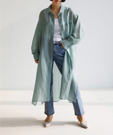 oversize sheer long-shirt　hm1589