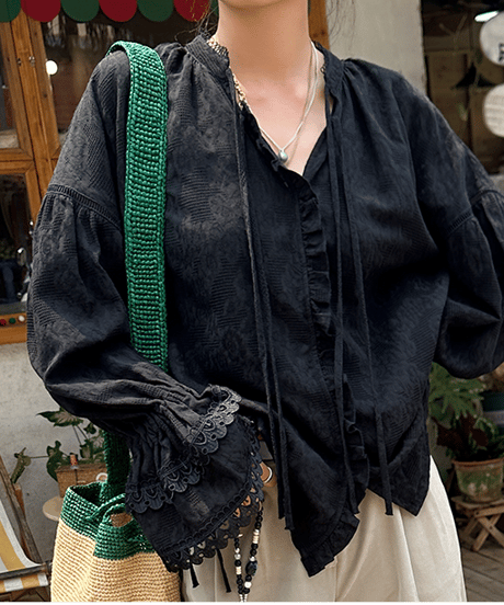 jacquard lace blouse / 2color　hm1918