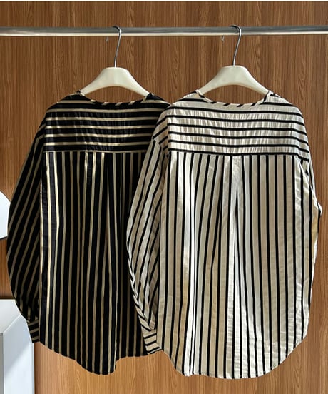 no-collar striped shirt / 2color　hm1678
