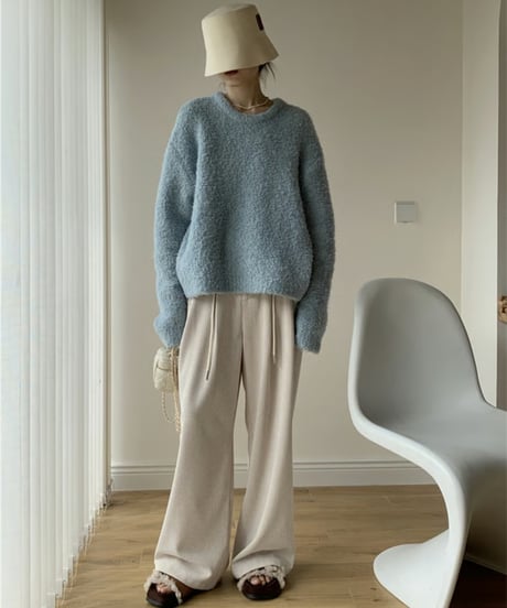 boucle crewneck knit / 6color　hm2770