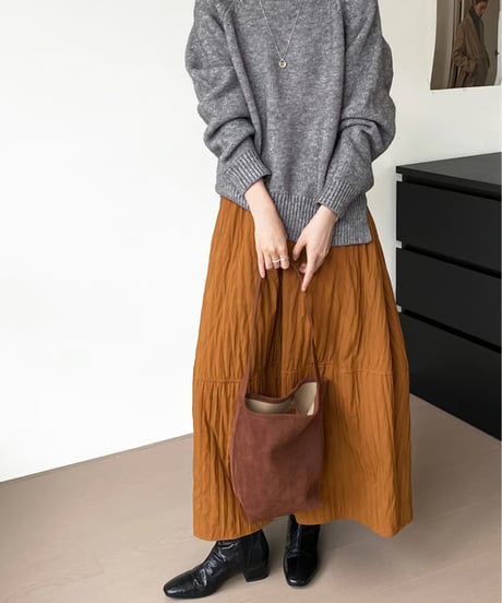 wrinkled tiered skirt / 4color　hm2716