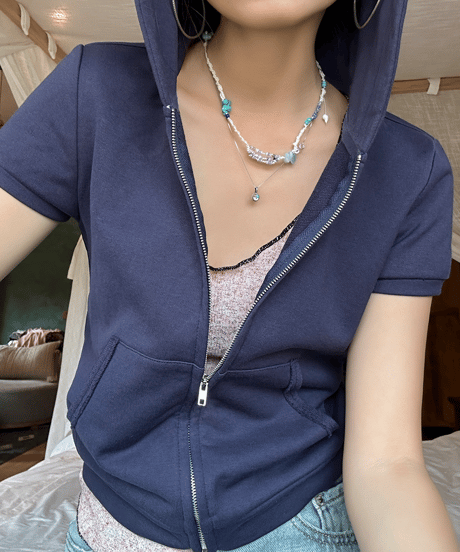 short sleeve hoodie / 2color　hm1455