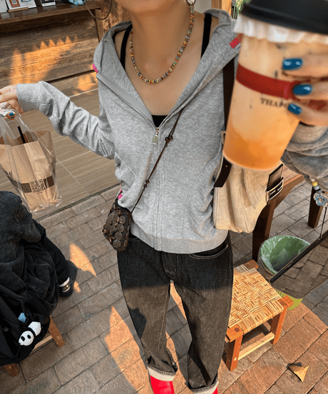 piping zip hoodie / 2color　hm1449