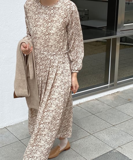 retro flower long dress / 2color　hm1673