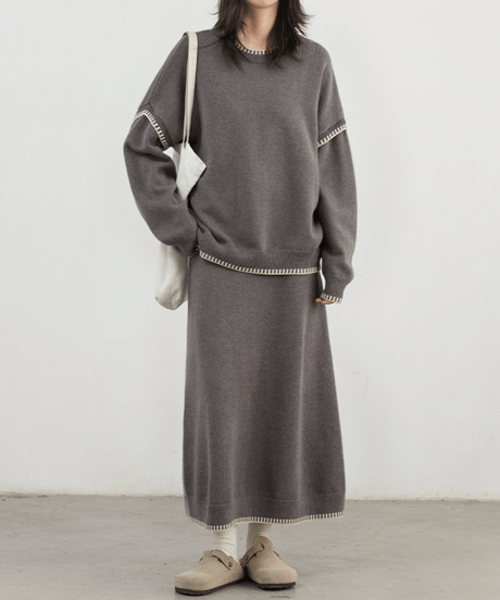 stitch knit set-up / 2color　hm2737