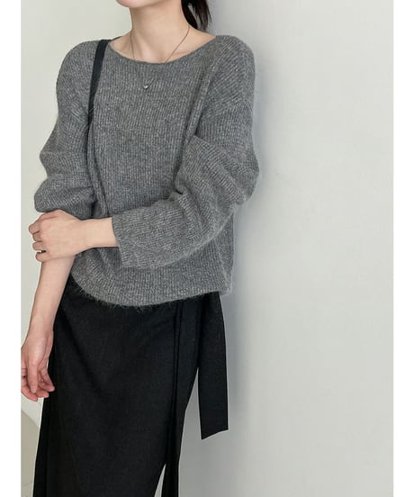 fluffy v-neck knit / 4color　hm2726