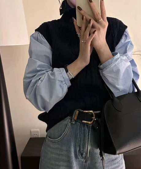 layered vest blouse / 3color　hm1849