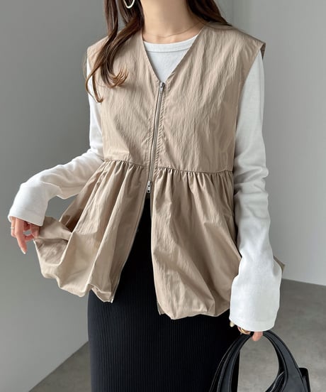 peplum zip-up vest / 3color　hm2572