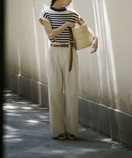 french sleeve border top　hm2218