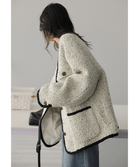 tweed trim jacket / 2color　hm2711