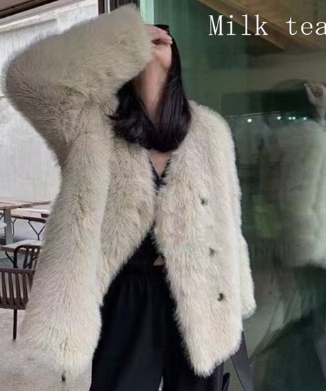 fake fur double coat / 4color　hm1796