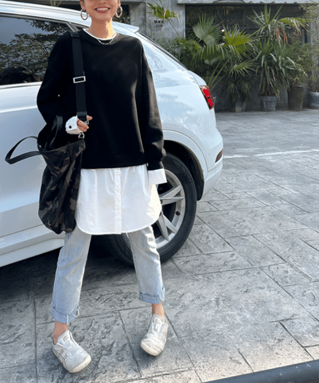 layered-style sweatshirt dress / 2color　hm1246