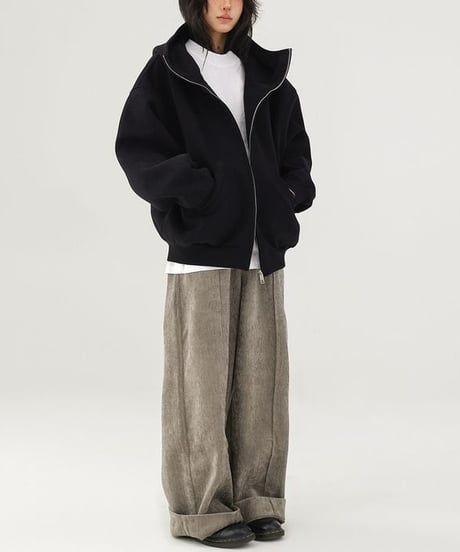 high neck zip hoodie / 2color　hm2745