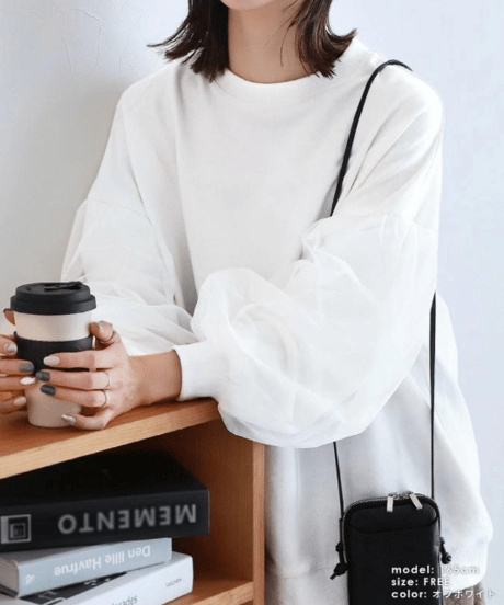sheer sleeve sweatshirt / 5color　hm2576