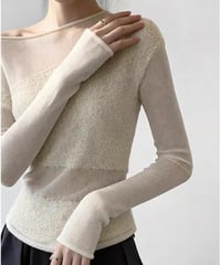 asymmetric knit top / 2color　hm2882