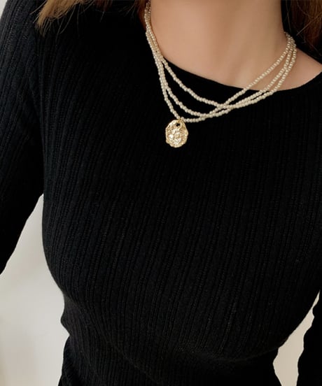 triple pearl chain necklace　hm1229