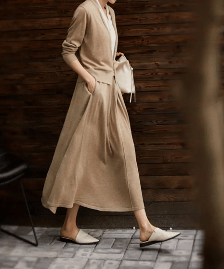 《即納》layered knit cardigan / 4color　hm2722