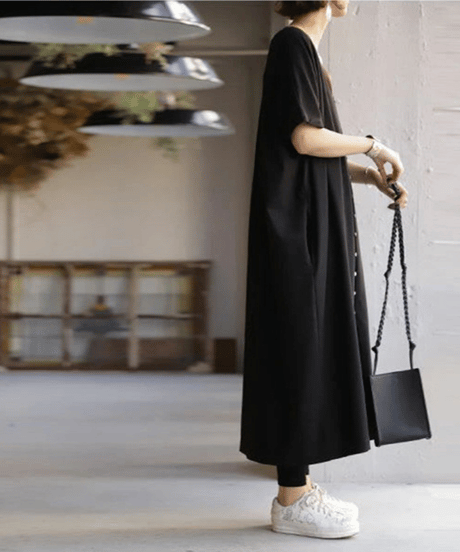 v-neck shirt dress / 5color　hm2958