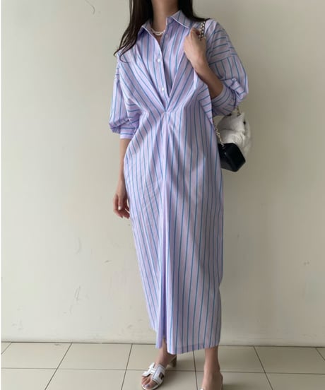 stripe shirt dress / 2color　hm2826