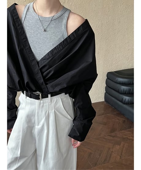 cross wrap shirt / 2color　hm2056