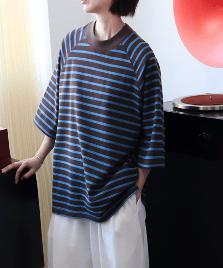 striped loose tee　hm2933