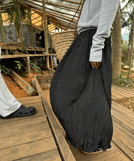 pleated med-length skirt / 2color　hm1331