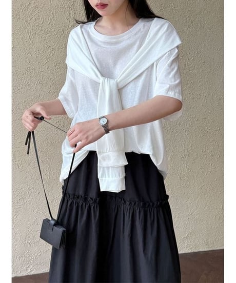 tie detail t-shirt / 3color　hm2273
