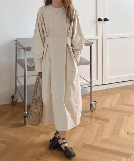 waist tuck side slit dress / 3color　hm1742
