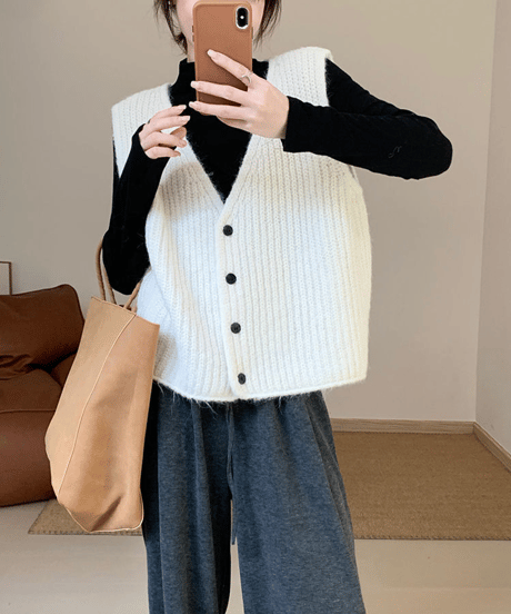 warm knit vest / 3color　hm2779