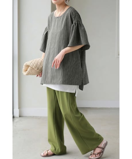 striped sleeve top / 2color　hm2949