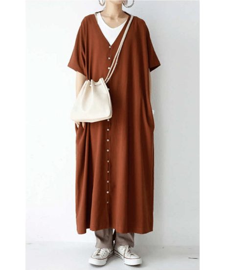 v-neck shirt dress / 5color　hm2958
