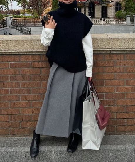 high-neck loose knit vest / 2color　hm1760