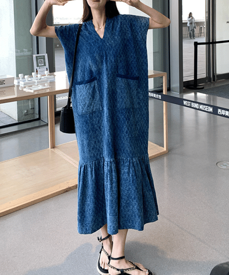 flared denim dress　hm2867