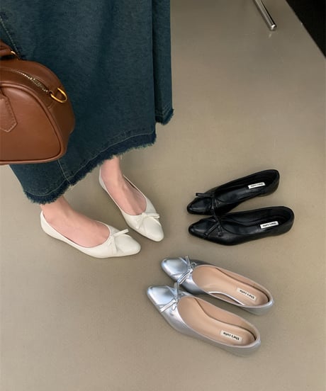 toe bow flats shoes / 3color　hm2117