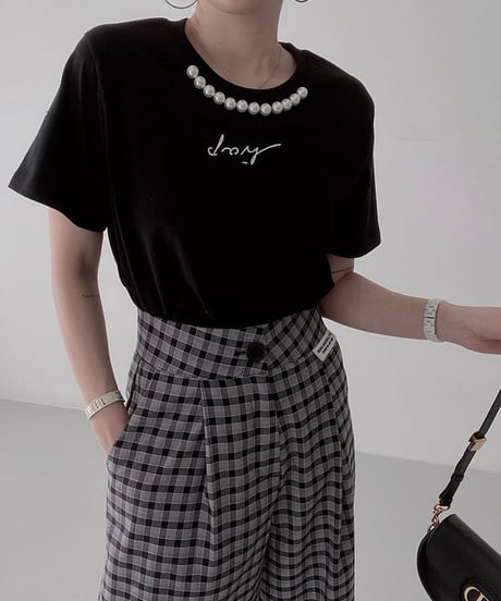 pearl neck logo t-shirt / 3color　hm1405