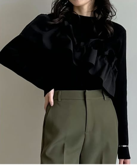 asymme ruffle knit top / 2color　hm2654